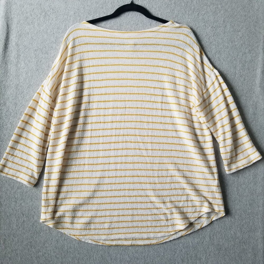 J Jill Women's Size M Knit Striped Coastal Boat Neck Lightweight Terry Tunic Top